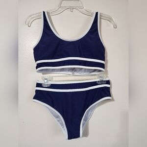 Cider Navy and White Two-Piece Swim Set